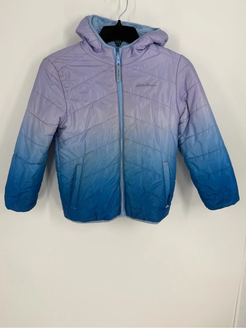 Eddie Bauer Girls' Deer Harbor Reversible (Puffer/Fleece) Hooded Jacket S (7/8)